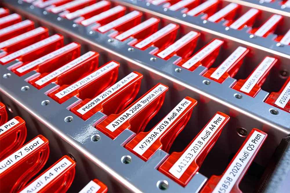 Open iSafe Pro 6.0 drawer holding labeled red KeyTags
