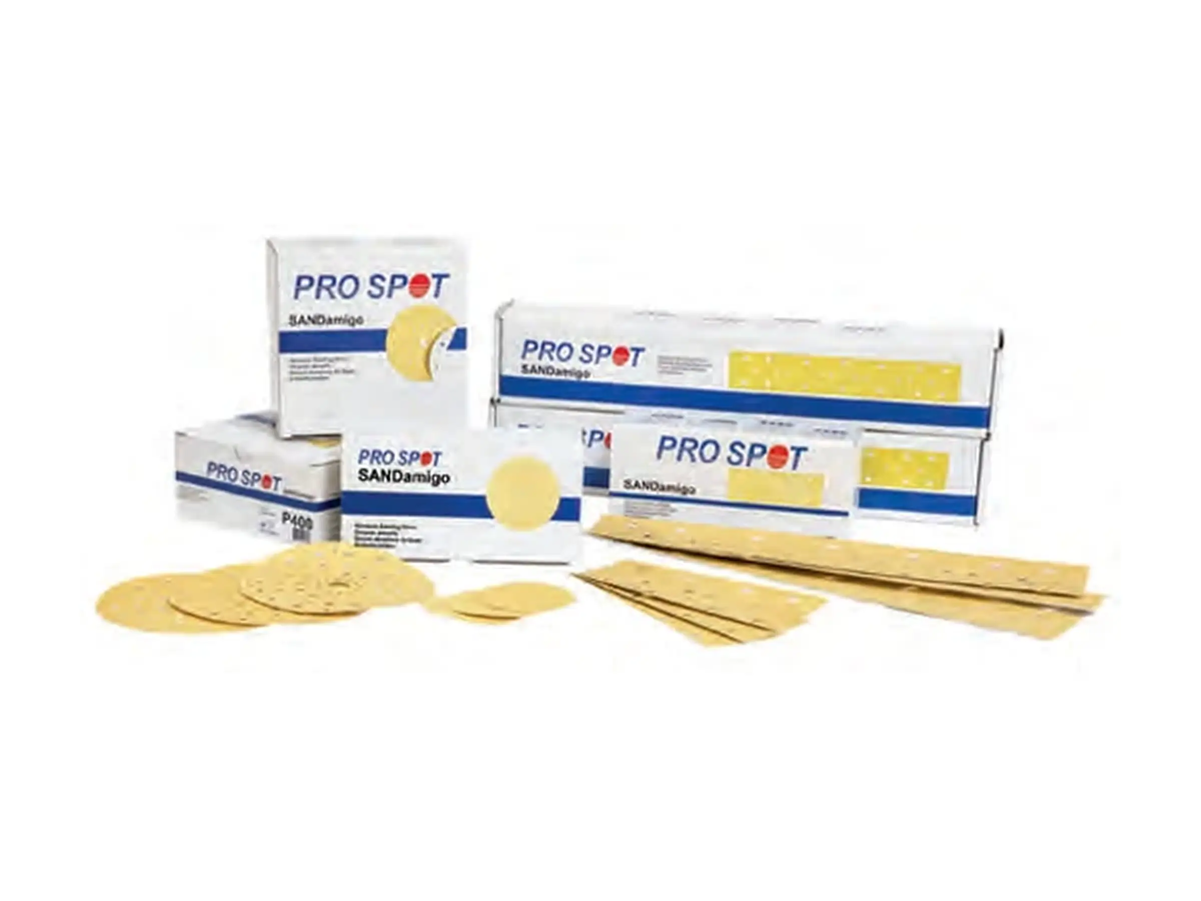 Pro Spot SANDamigo abrasive discs and sheets in assorted packages